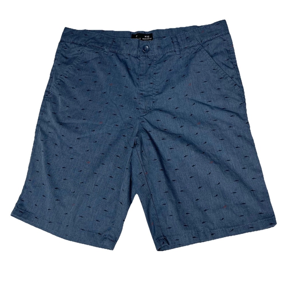 Public Record Nautical Navy Shark Twill Shorts Size 32 Preppy Novelty Golf